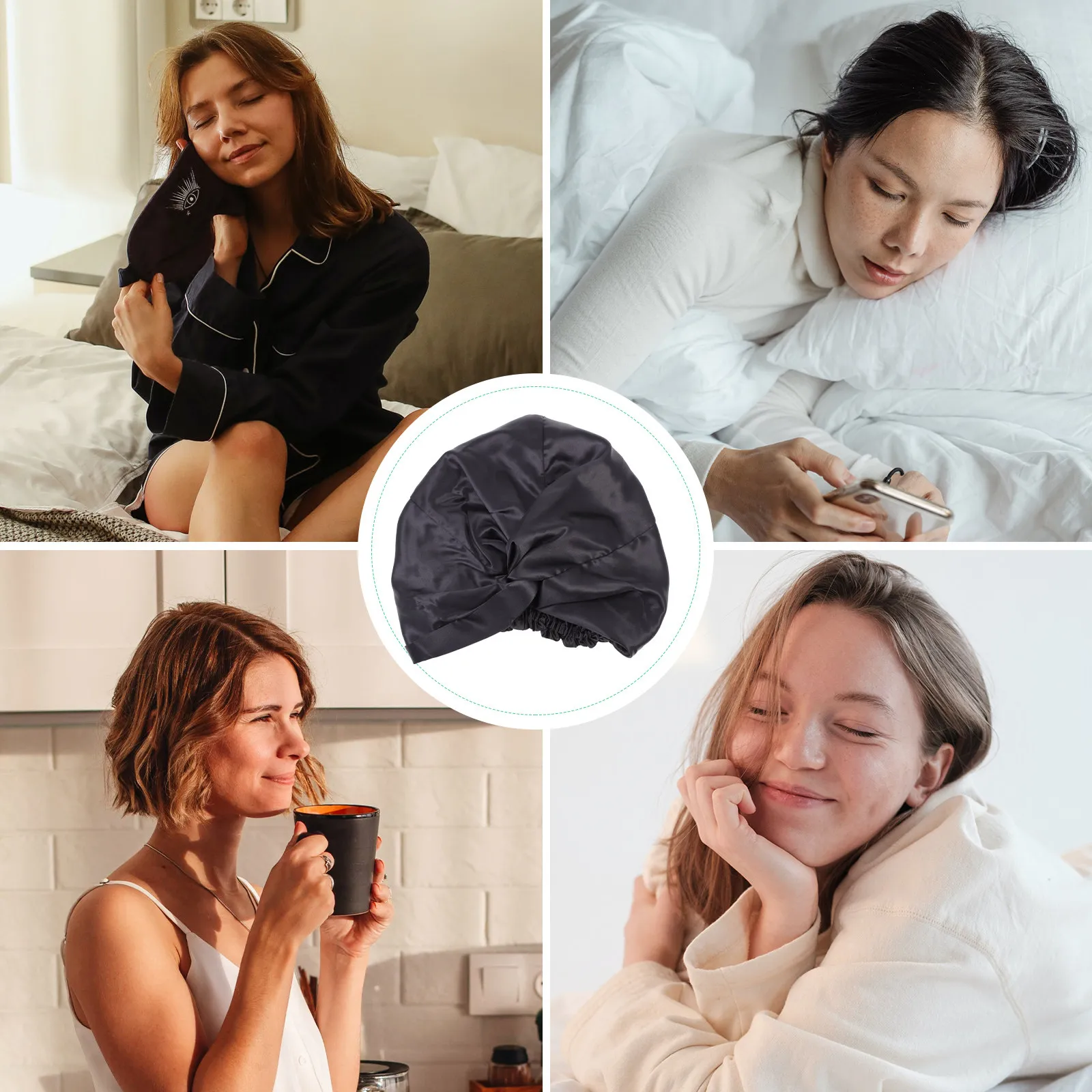 1Pcs 편안한 실크 수면 모자 헤어 케어 보닛 조절 가능한 수면용 부드럽고 가벼운 여성용 긴 천연 머리띠