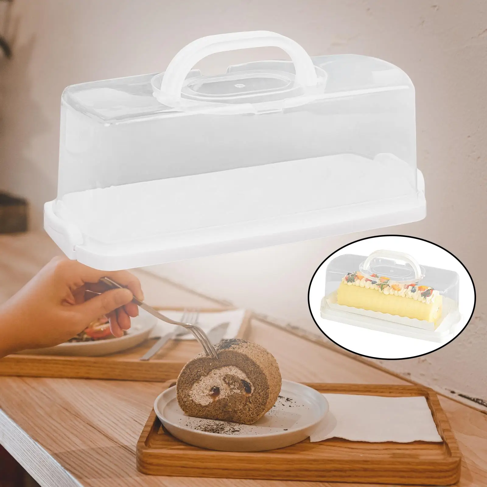 Portable Bread Box With Handle Loaf Cake Container Plastic Rectangular Food  Storage Keeper Carrier