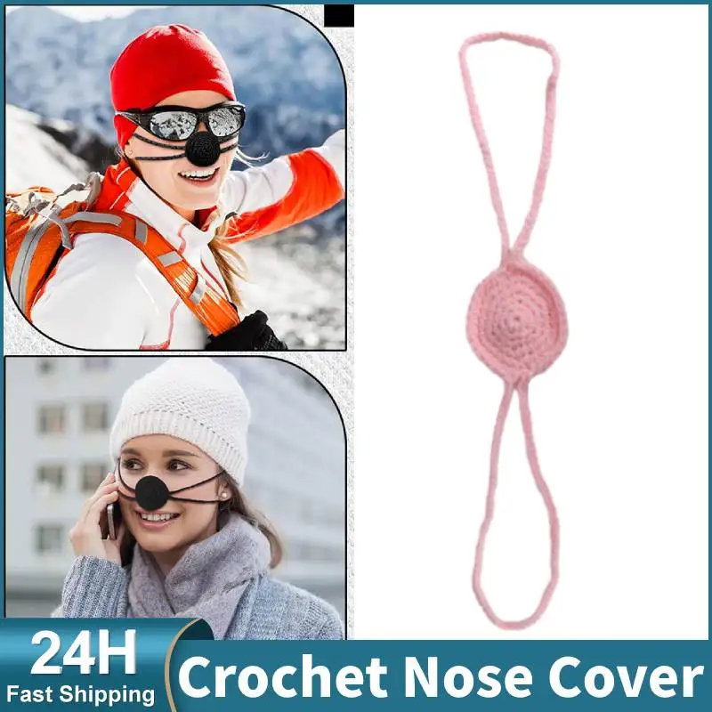 Crochet Nose Cover Winter Warm Nose Scarf Outdoor Frost Protection Handmade Mitten Anti Dustproof Breathable Nasal Mask