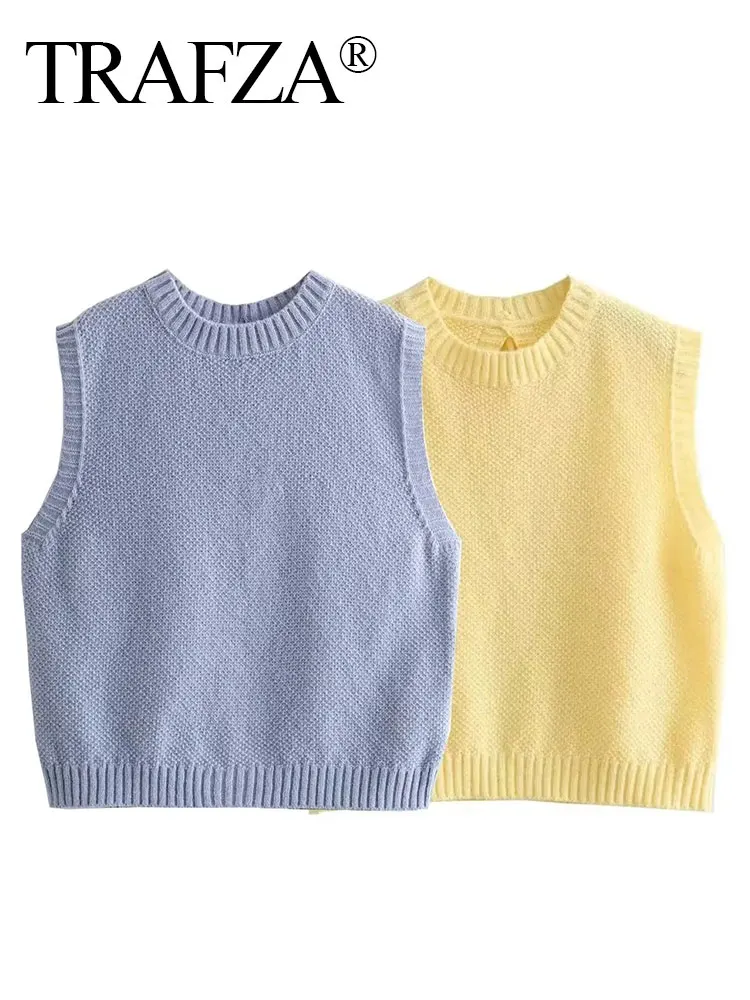 アウターその他 Fallett Sheer Hooded Vest Jumper Yellow FA2401JK07YL New Women's Sweater Vest Autumn Women's Sleeveless Knitted