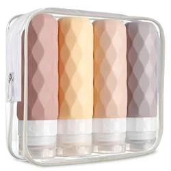 Silicone Travel Bottle Set - Leak - Proof, BPA - Free, 3oz Squeezable Containers for Toiletries, TSA - Approved (Rose)