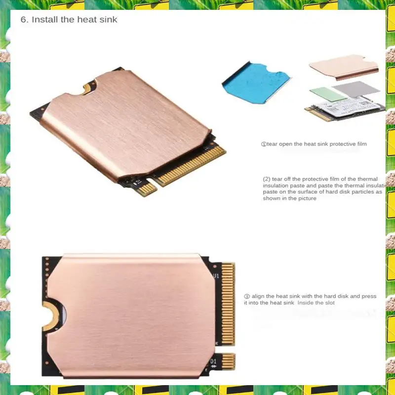 M.2 2230 SSD Heatsink M2 Nvme Solid-State Hard Disk Copper Radiator For 2230 SSD Heat Sink Game Console Thermal Pad,A Durable