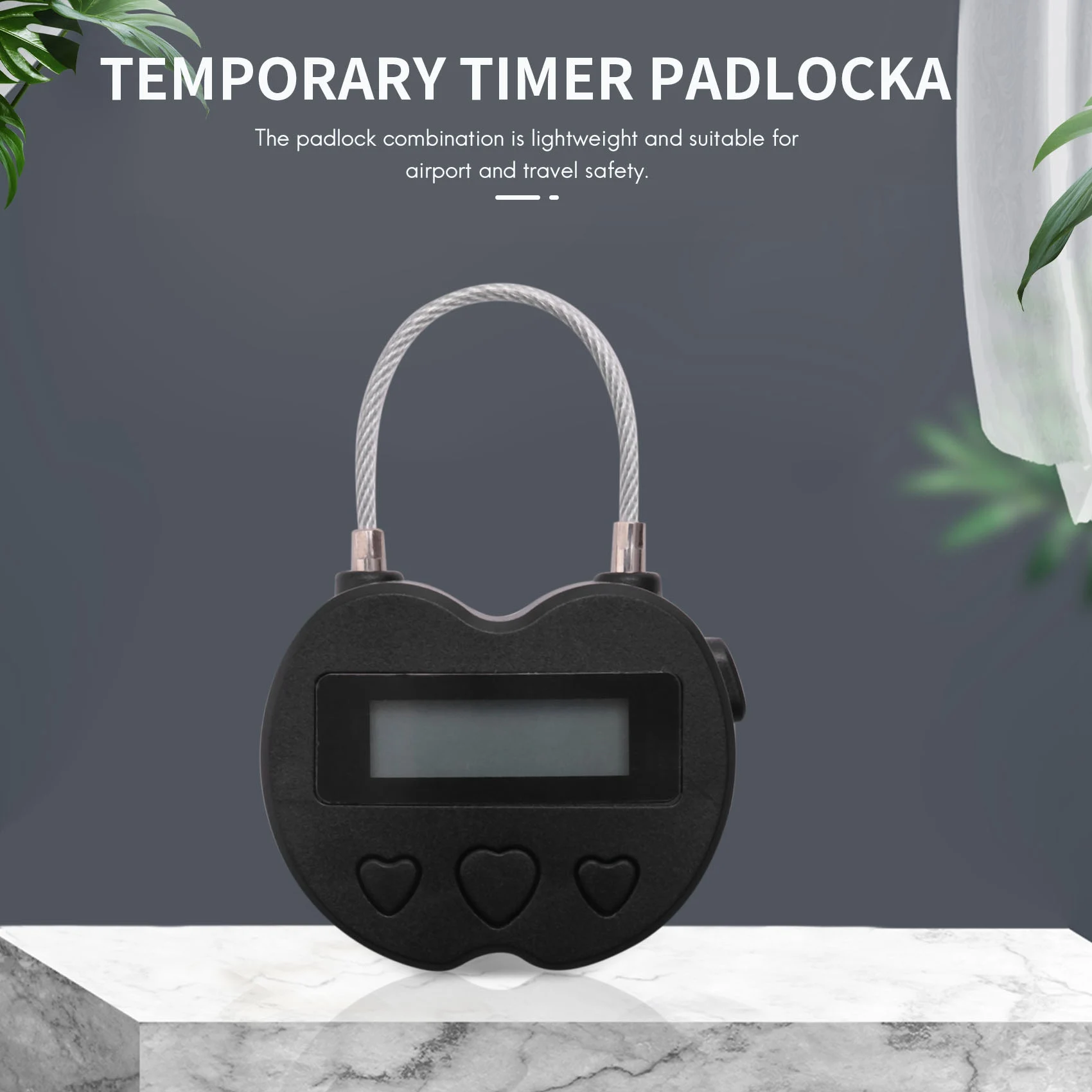 Smart Time Lock LCD Display Time Lock USB Rechargeable Temporary Timer Padlock Travel Electronic Timer Black smart time lock