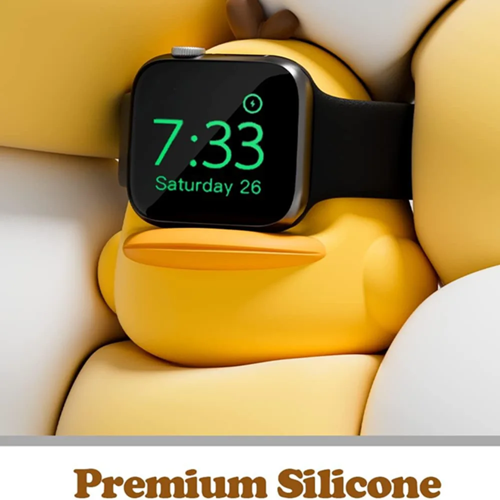 Silicone Watch Charger Stand for Apple Watch Series49/45/41/38mm iWatch Ultra2/Ultra/9/8/SE2/7/6/SE/5/4,Cute Duck Silicone Charg