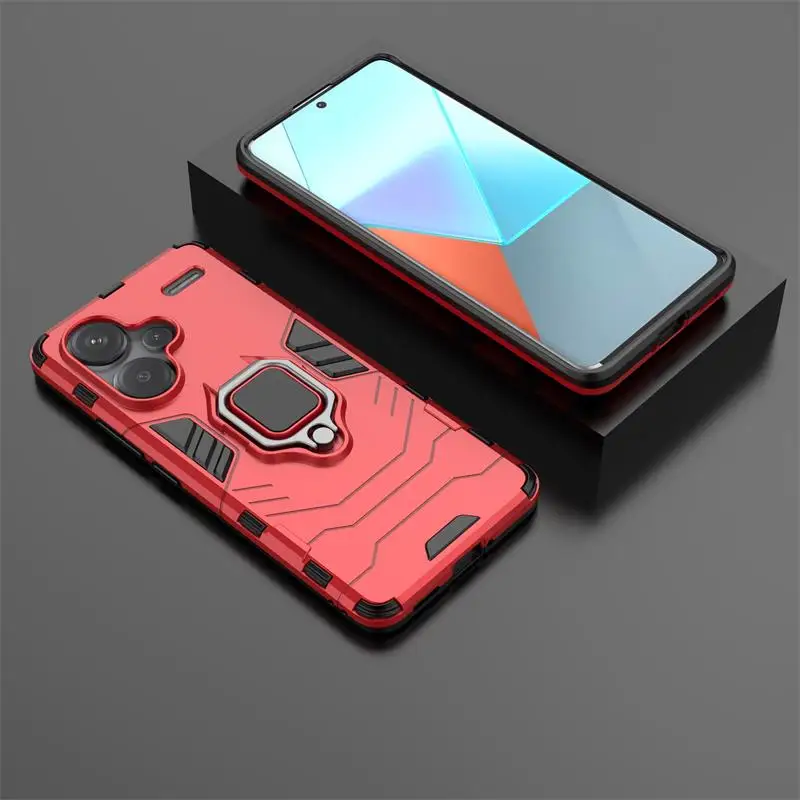 GOKEN Cover Per Xiaomi Redmi Note 13 Pro Plus 5G – Doppio Strato Con Anello 360° E Protezione Lente – Nero