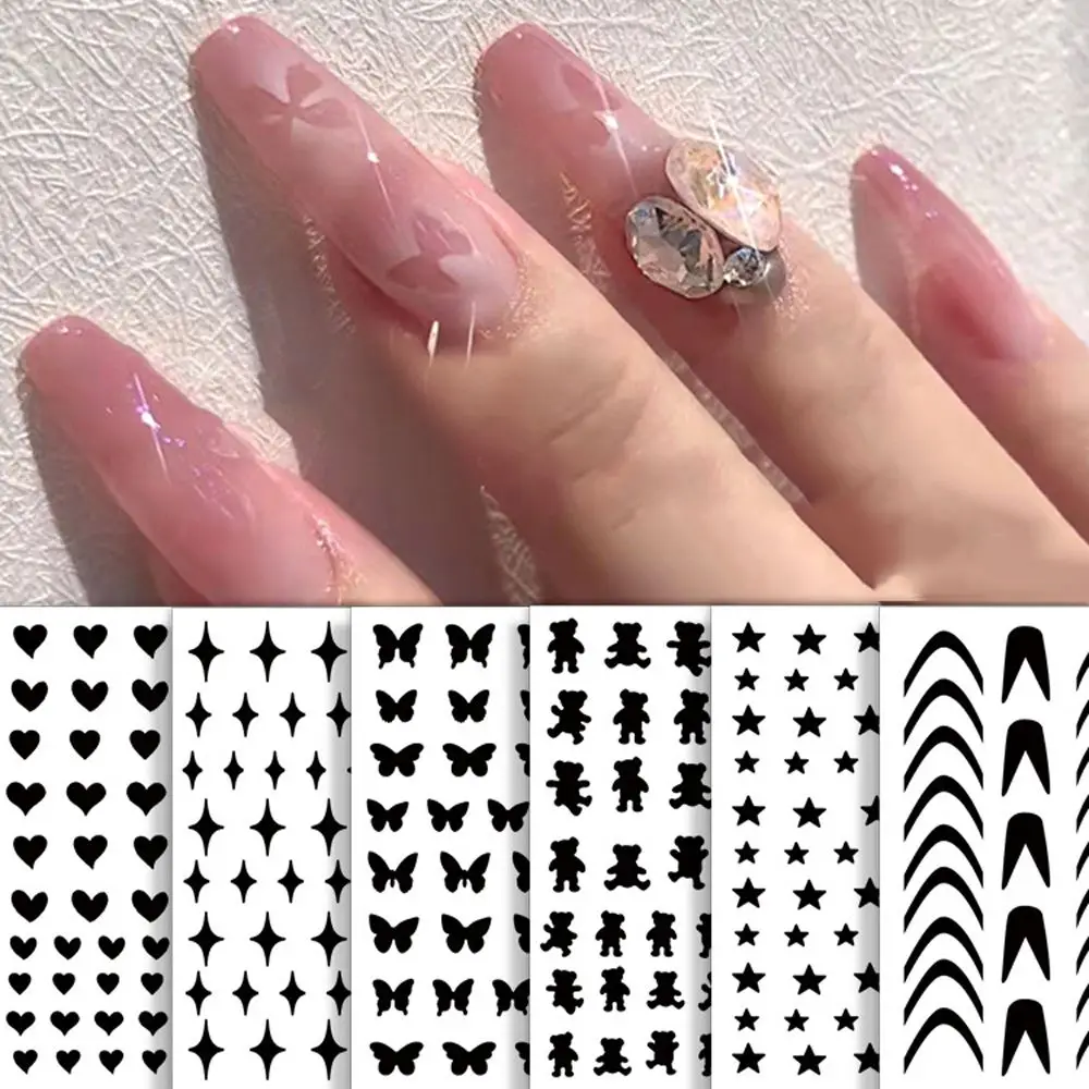 1PCS Cute Airbrush Stencils Laser Cut Sticker Trendy Nail Art