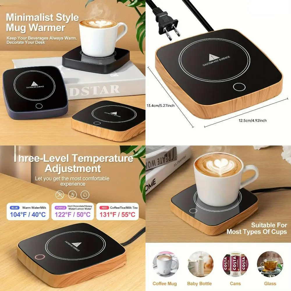 Reliable Fast Waterproof Smart Coffee Cup Heater-Convenient Handy Utensils with 3 Temperature Settings for Heating Espresso, B