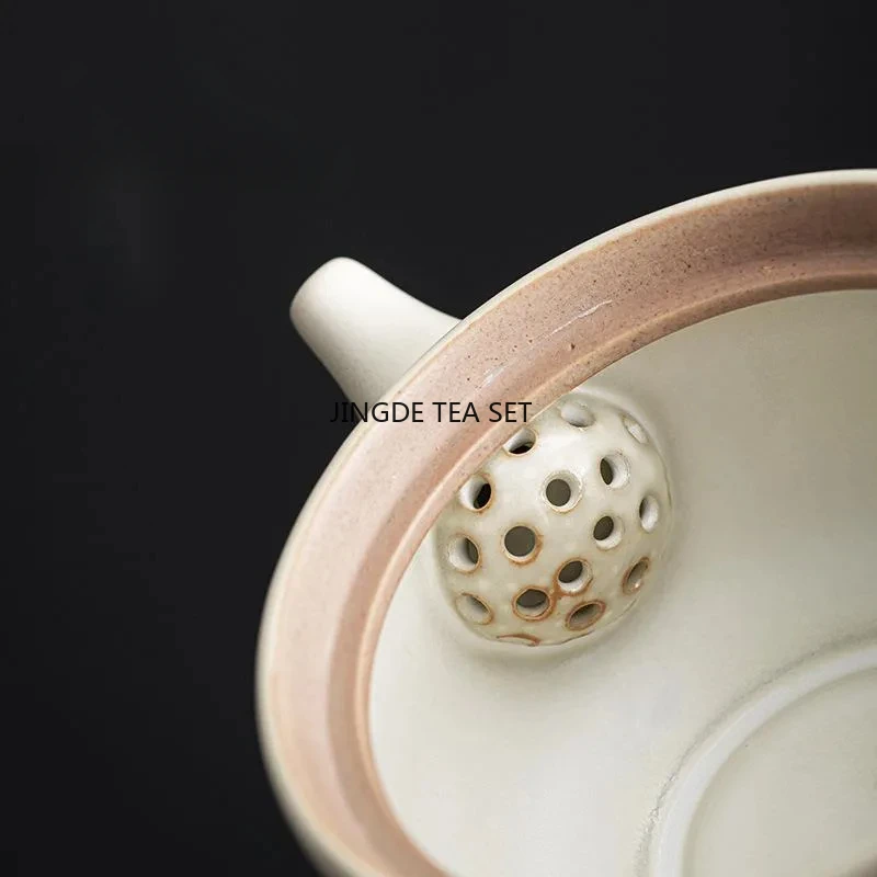 200ml Creative White Ceramic Side Handle Coarse Teapot with Filter for Home Tea Making Kung Fu Tea Set