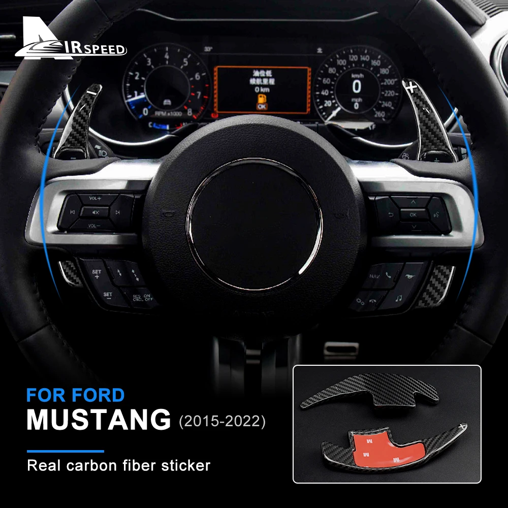 

Real Hard Carbon Fiber Sticker for Ford Mustang 2015 2016 2017 2018 2019 2020 2021 2022 Car Steering Wheel Paddle Shifters Cover
