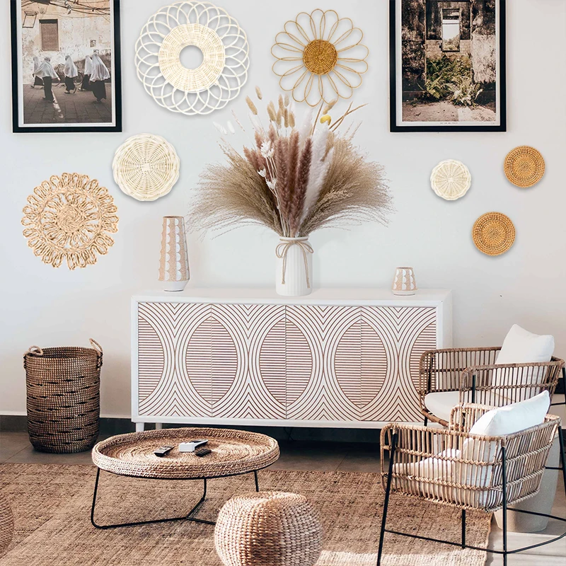 LNQ LUNIQI Lot De 2 Décorations Murales En Rotin - Style