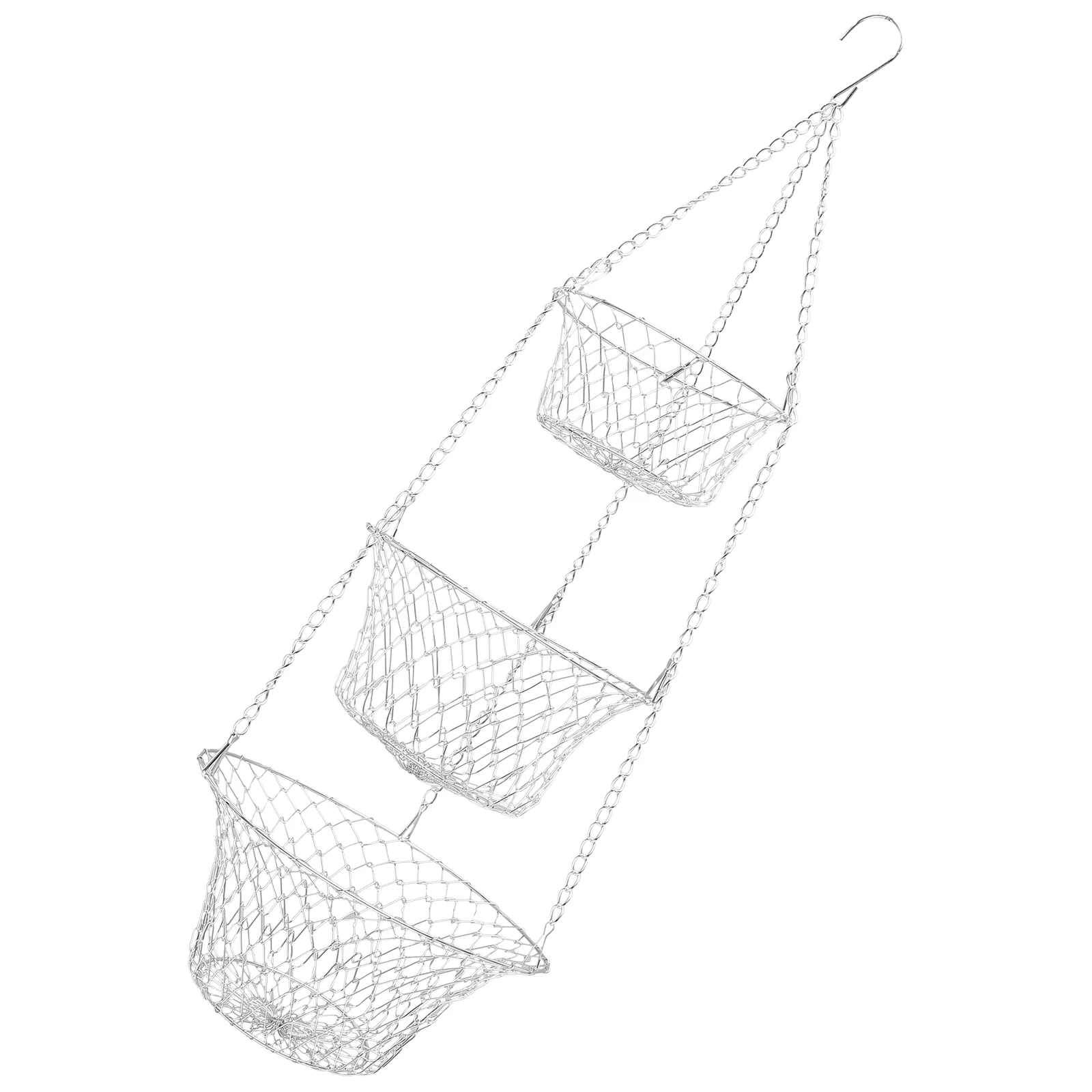 Vintage Wire Mesh Fish Trap Basket , 2 Tiered Wire Hanging Basket