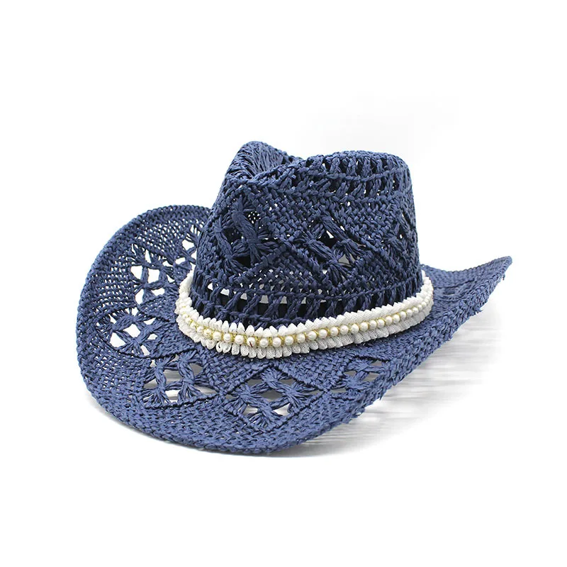 Hot Sale women's hats Men's cowboy new elegant jazz gentleman straw hat cowgirl beach summer panama designer Fashion pearl_ecoleips.com