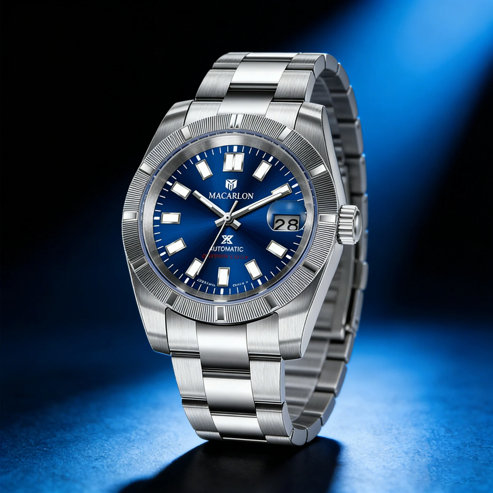New MACARLON Design 38mm Mechanical Watch Men Sapphire Glass Luminous Stainless Steel Waterproof NH35 Automatic Watch