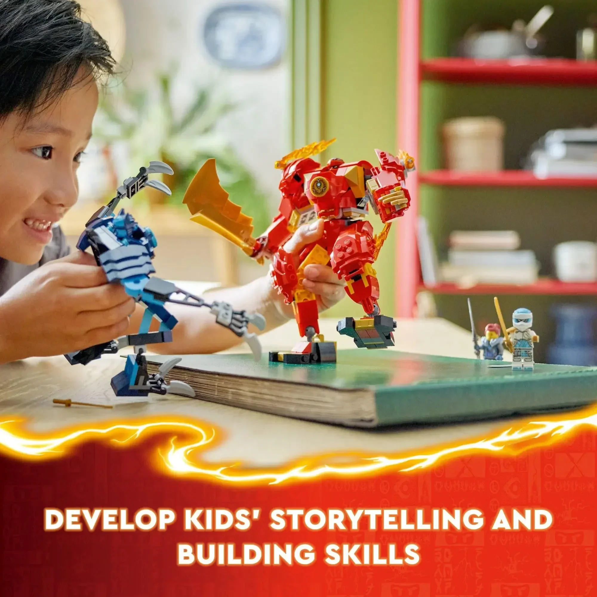 LEGO NINJAGO Kai's Elemental Fire Mech Action Figure, Mini Ninja