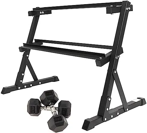 

Rubber Encased Hex Dumbbell with Rack