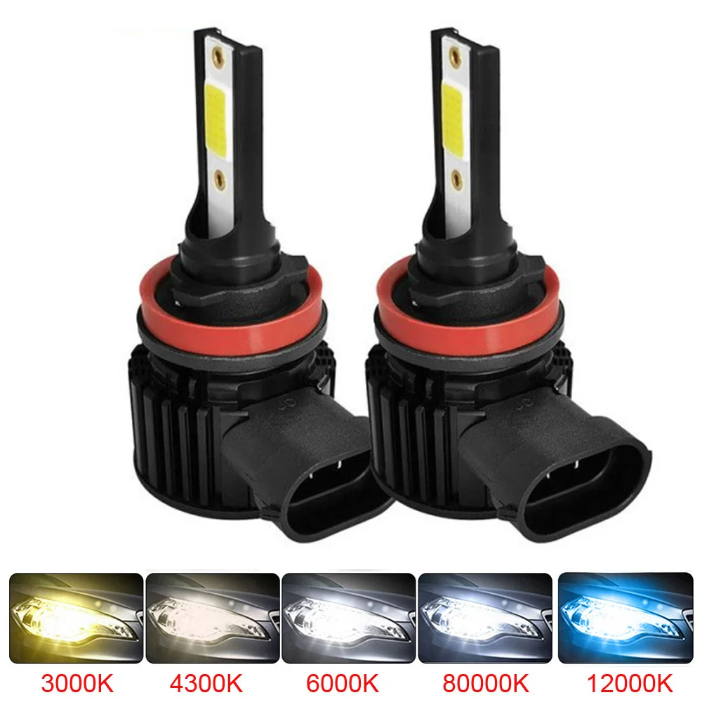 

2Pcs H8 H7 LED Car Headlight Bulbs 9005 HB3 9006 HB4 H11 H9 Fog Lamp Headlamp 6500K COB 12000LM Super Bright Plug & Play 3000K