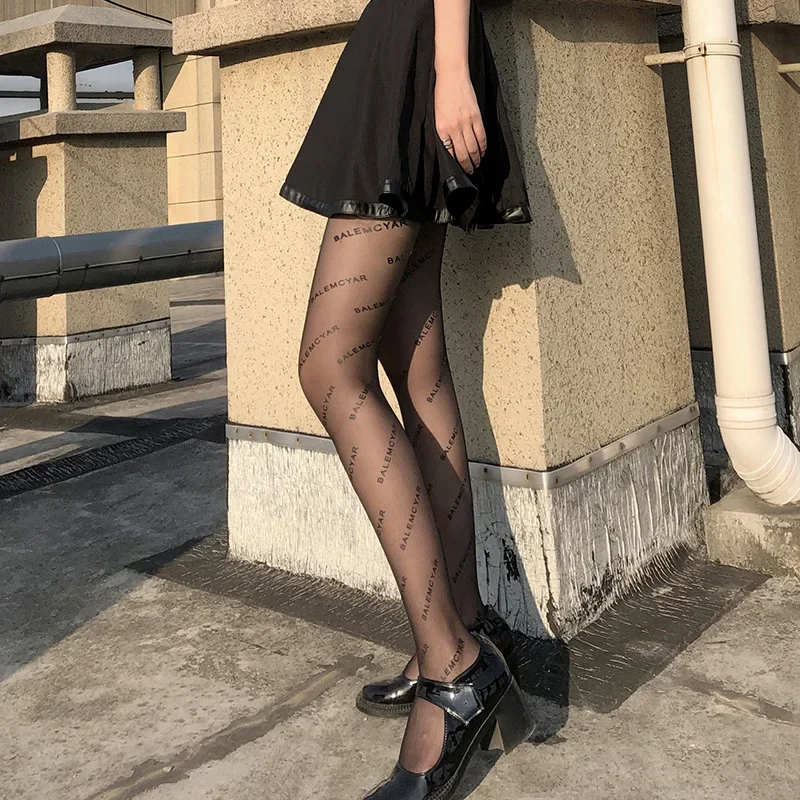 Women Socks Women Tights Women's Sexy Pantyhose Tight Letters Stockings Nylon Elastic Net Stockings Mesh Hollow Fishnet Sexy Women's Pantyhose