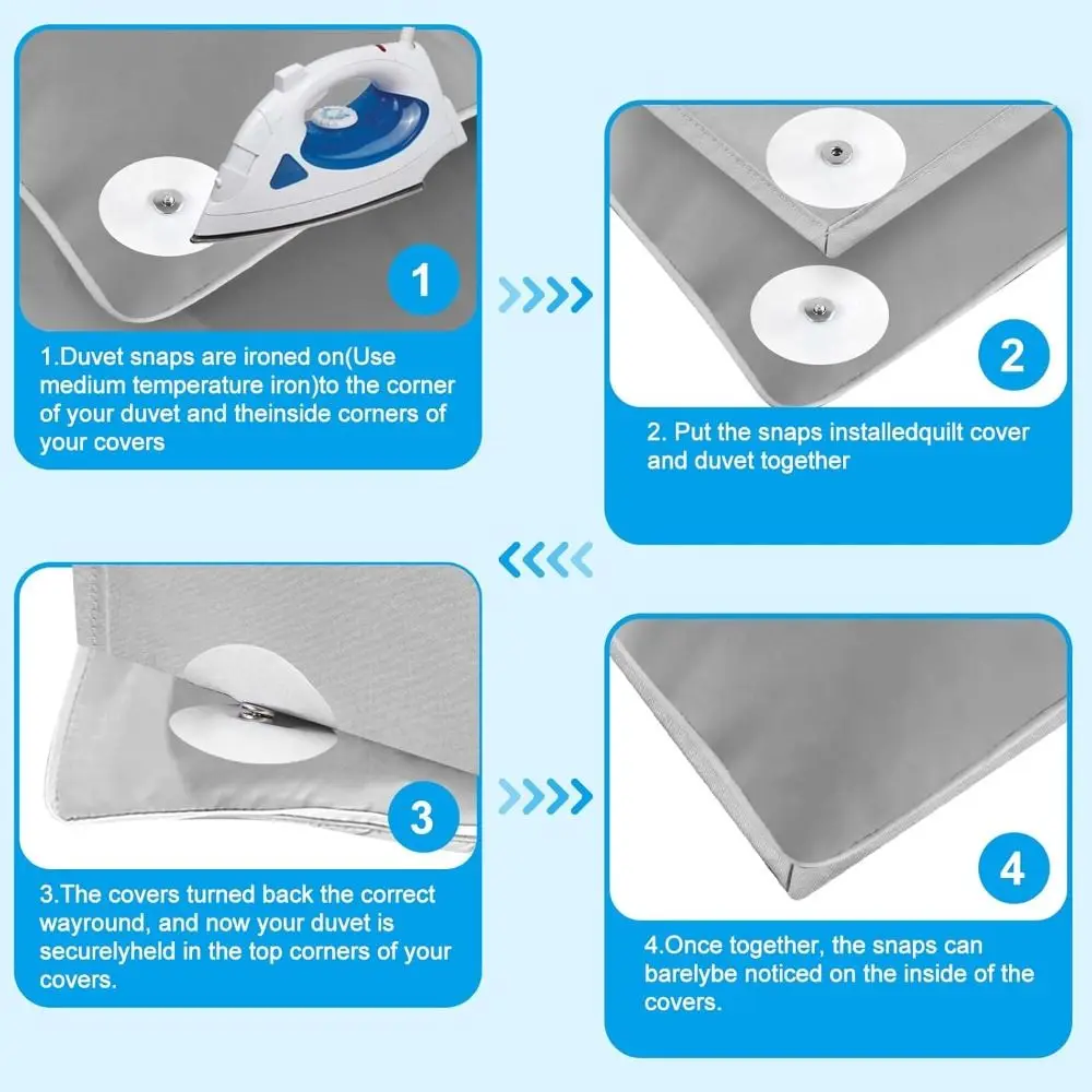 Duvet Cover Snaps Clips Quilt Bed Sheet Metal Snaps Buckle No More Shifting Corner Keepers Holds Inside Duvet Iron on Fasteners