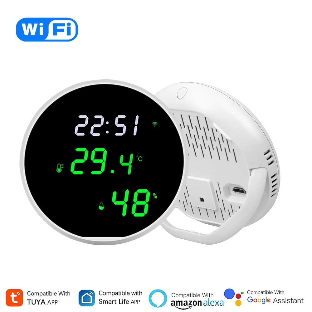 

Tuya WiFi Temperature Humidity Sensor Smart Backlight LCD Display APP Remote Control Thermometer Works With Alexa Google Home