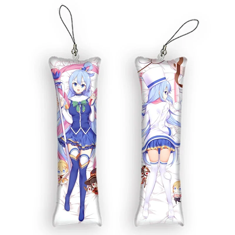 Konosuba Aqua Dakimakura Keychain Double Sided Mini Anime Body Hanging Phone Ornament Cpsplay Anime Keychain 3