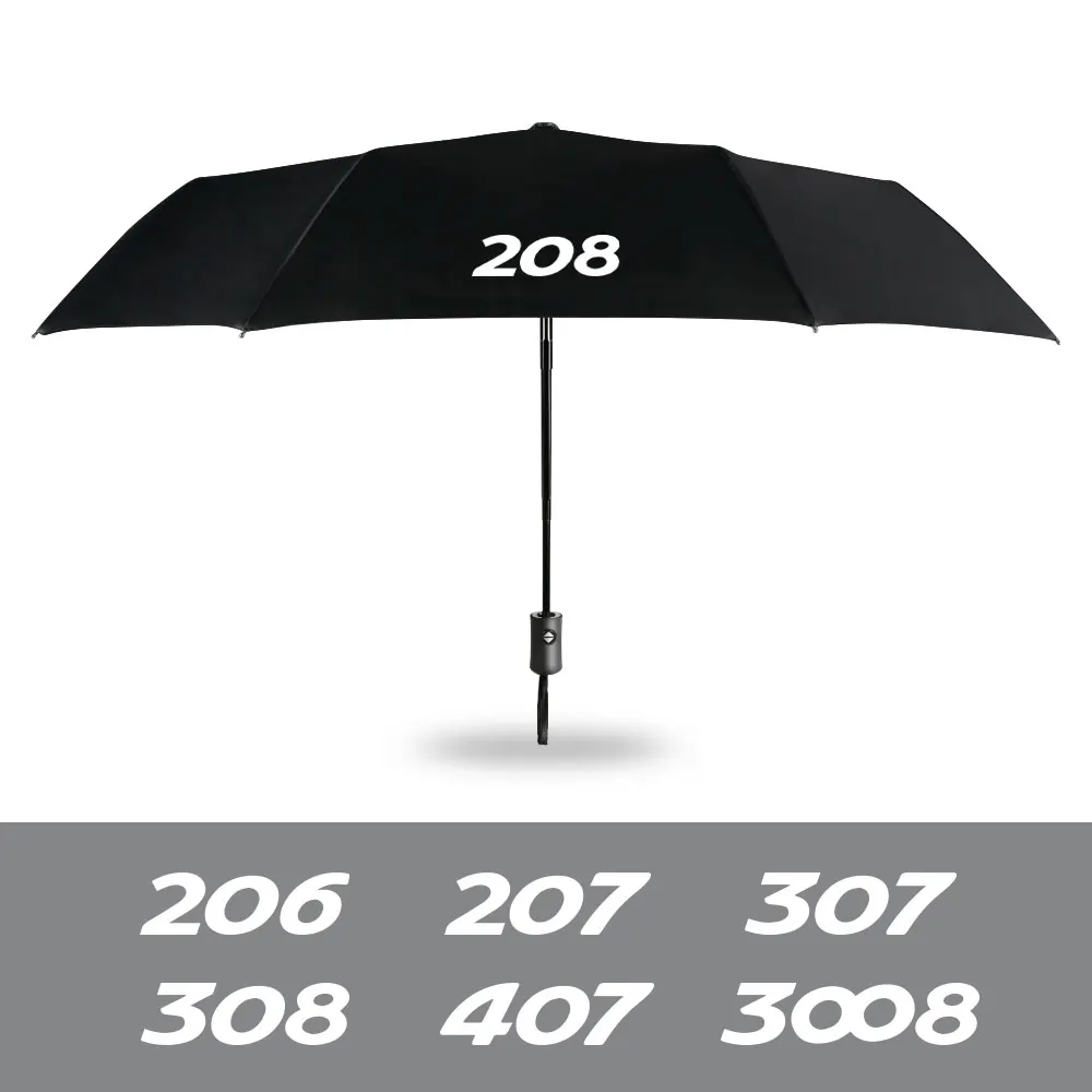 Car Model Foldable Umbrella Auto Anti-UV Bumbershoot Accessories For Peugeot 208 207 308 206 307 407 RCZ Rifter 3008 108 Car Logo Umbrella