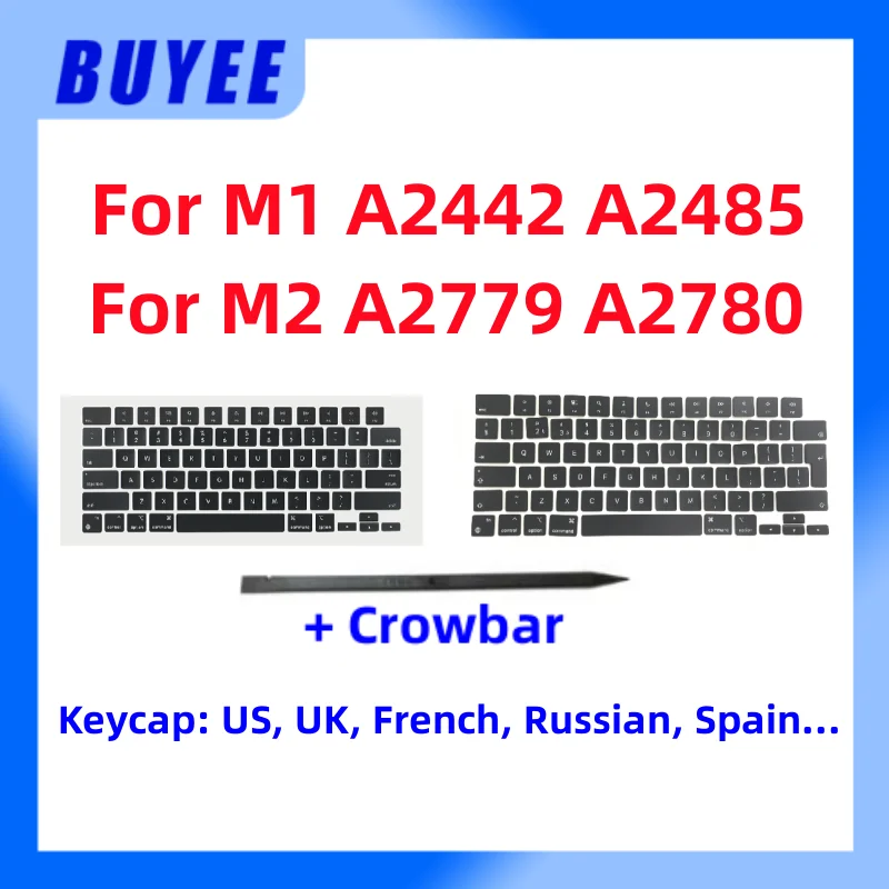 

Original New For MacBook Pro 14" 16" A2442 A2485 A2779 A2780 US UK English Russian Spain French Keyboard Keycaps Key Cap Repair