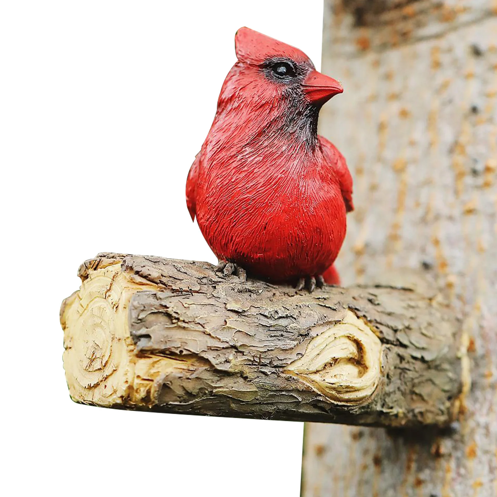 

Simulation Red Bird with Trunk Model Creative Fake Artificial Imitation Resin Bird Animal Home Garden Ornament