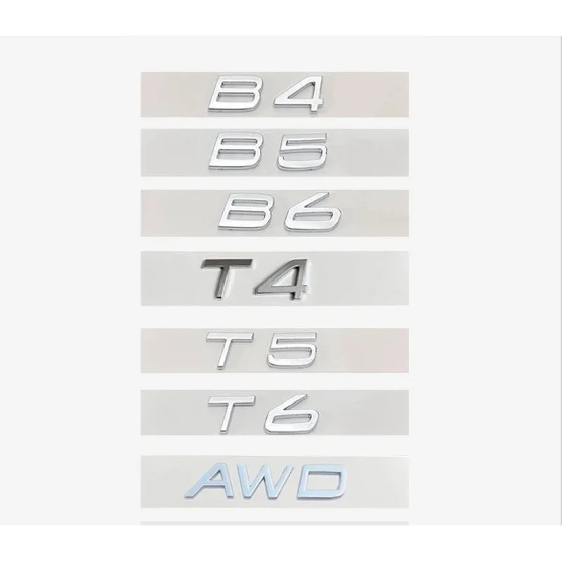 볼보 V60용 ABS 글자 숫자 엠블럼 B4 B5 T4 T5 T6 T8 트렁크 리드 배지 데칼 자동차 스티커 (광택 블랙 크롬)