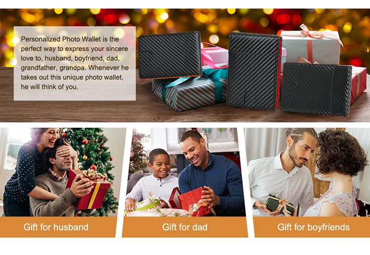 Slim Carbon Fiber PU Leather RFID Blocking Wallet Men, Bifold Money Clip, Minimalist Front Pocket Credit Card Holder