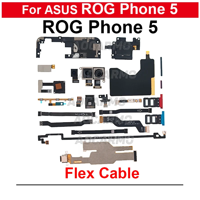 Per Asus Rog Phone 5 Rog5 Zs673Ks Mainboard Connect Small Board Fingerprint Fan Nfc Power Fingerprint Vibrator Motor Flex Cable