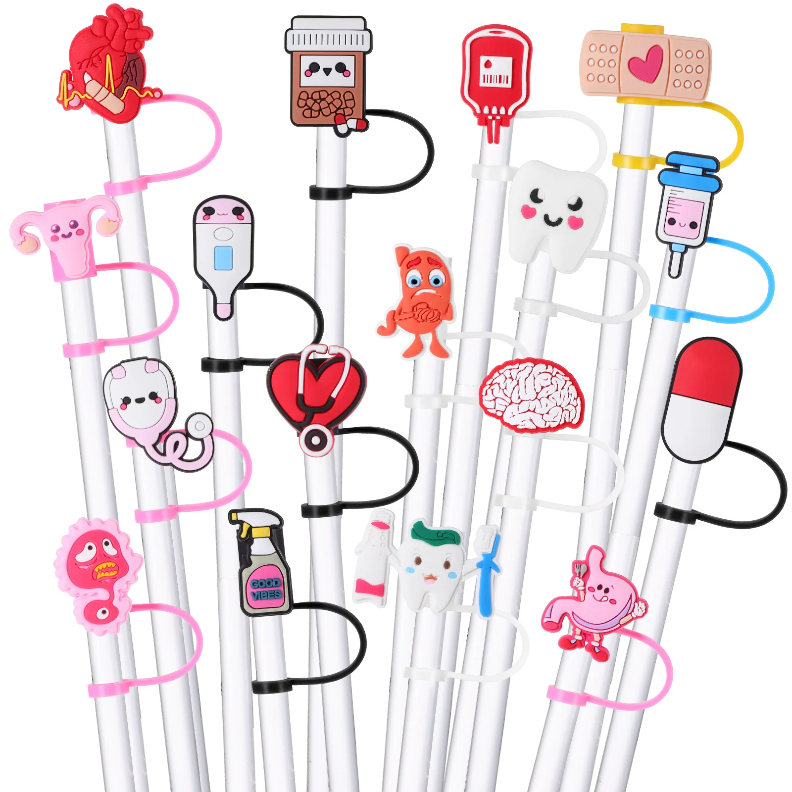 

Silicone Straw Tips Cartoon Straw Plug Tips Cover Reusable Cap Cup Accessories Dust-Proof Drinkware Kitchen Bar Tool