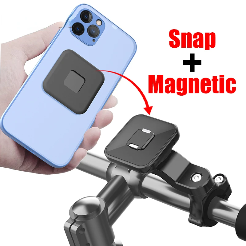 

Magnetic Snap-on Motorcycle Bike Phone Holder Stand Support Bicycle Handlebar Quick Mount Rack Bracket For Xiaomi iPhone