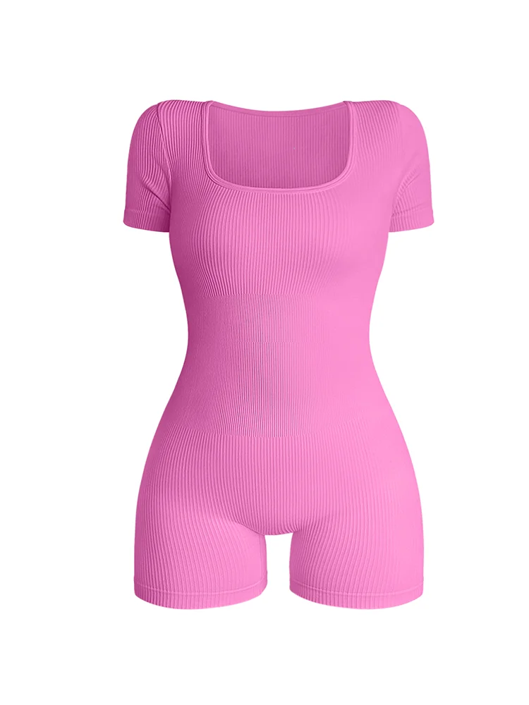 Women’s Square Neck Short Sleeved Jumpsuit Sexy High Waist Bodycon One-piece Jumpsuit Fashionable Sexy Streetwear Ladies Best Sellers In Women's Clothing