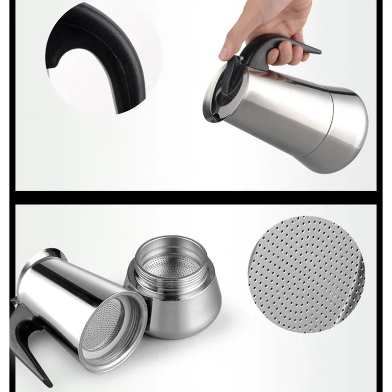 Stove Top Moka Coffee Pot Stainless Steel Filter Italian Espresso Coffee Maker Percolator Tool Mocha Cafetiere 100/200/300/450Ml coffee pot espresso coffee maker espresso maker coffee maker
