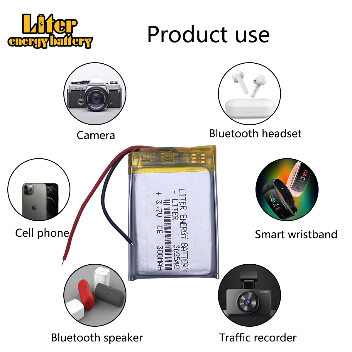 302540 3.7V 300mAh Rechargeable Li-Polymer Li-ion Battery For MP3 MP4 DVR GPS toys Speaker Driving recorder Texet T-279