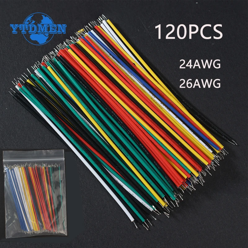 120 Stück hochwertige elektronische Kabel 24awg 26awg verzinnter Draht 6-Farben-Jumper-DIY-Kit, für Leiterplatten-und Steck brett kabel