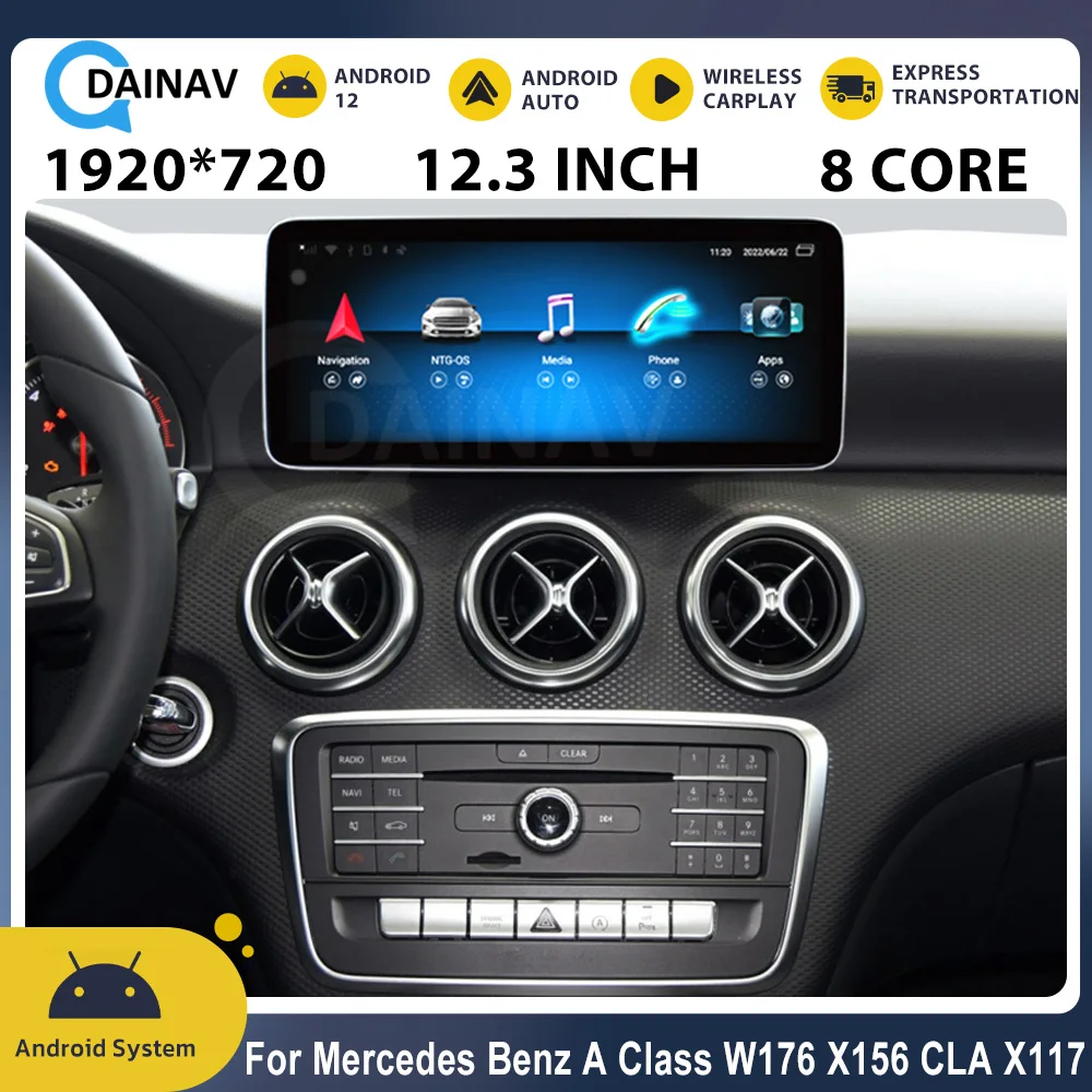 

Автомагнитола для Mercedes Benz A Class W176 GLA X156 CLA 2013 -2018, Android 12, GPS-навигация, CarPlay, мультимедийный плеер, HD экран