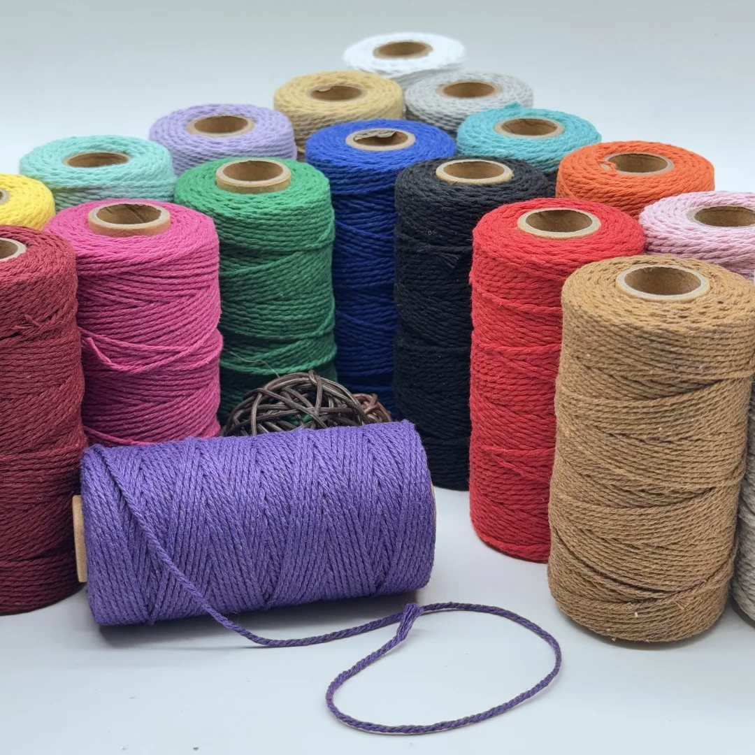 2mm 100M (3937") DIY Beige Makramee Schnur Faden Handarbeit Handwerk Baumwolle Twisted Twine Seil Schnur Heimtextilien Hochzeit Party Dekor – Detail 2