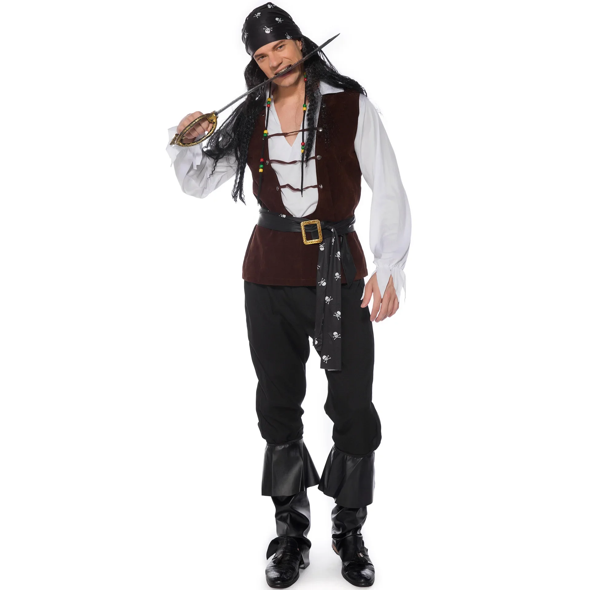 

Halloween Male Pirates Cosplay Captain Sparrow Costume