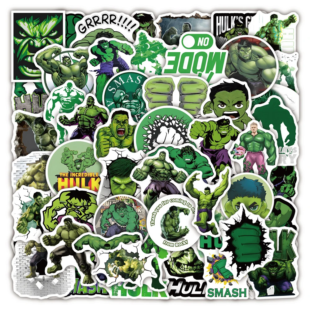 10/30/50PCS Disney Marvel The Avengers Hulk Stickers Skateboard Laptop Water Bottle Phone Car DIY Cartoon Decals Sticker Kid Toy