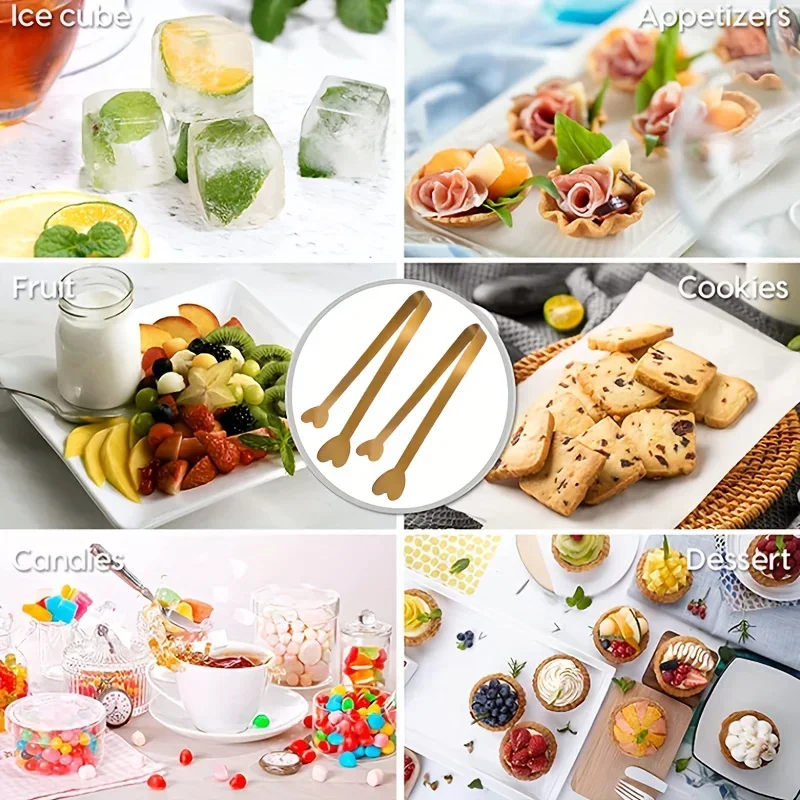1/5pcs Heart-Shaped Mini Tongs Stainless Steel for Sugar/Ice Cubes Wedding Coffee Bar Gift for Valentine's Day & Mother's Day