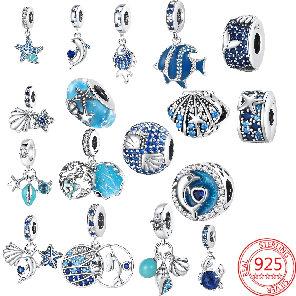 

Authentic S925 Sterling Silver Charm Caring Ocean Series Fit Pandora Original Women's Bracelet DIY Gift Boutique Jewelry