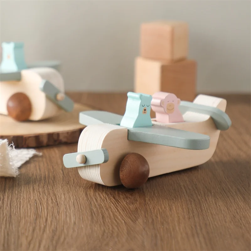 Baby Wooden Building Blocks Aircraft Manned Model Toys Montessori Education Wood Adornment Toys Baby Blocks Birthday Gifts wooden blocks building blocks wooden toys