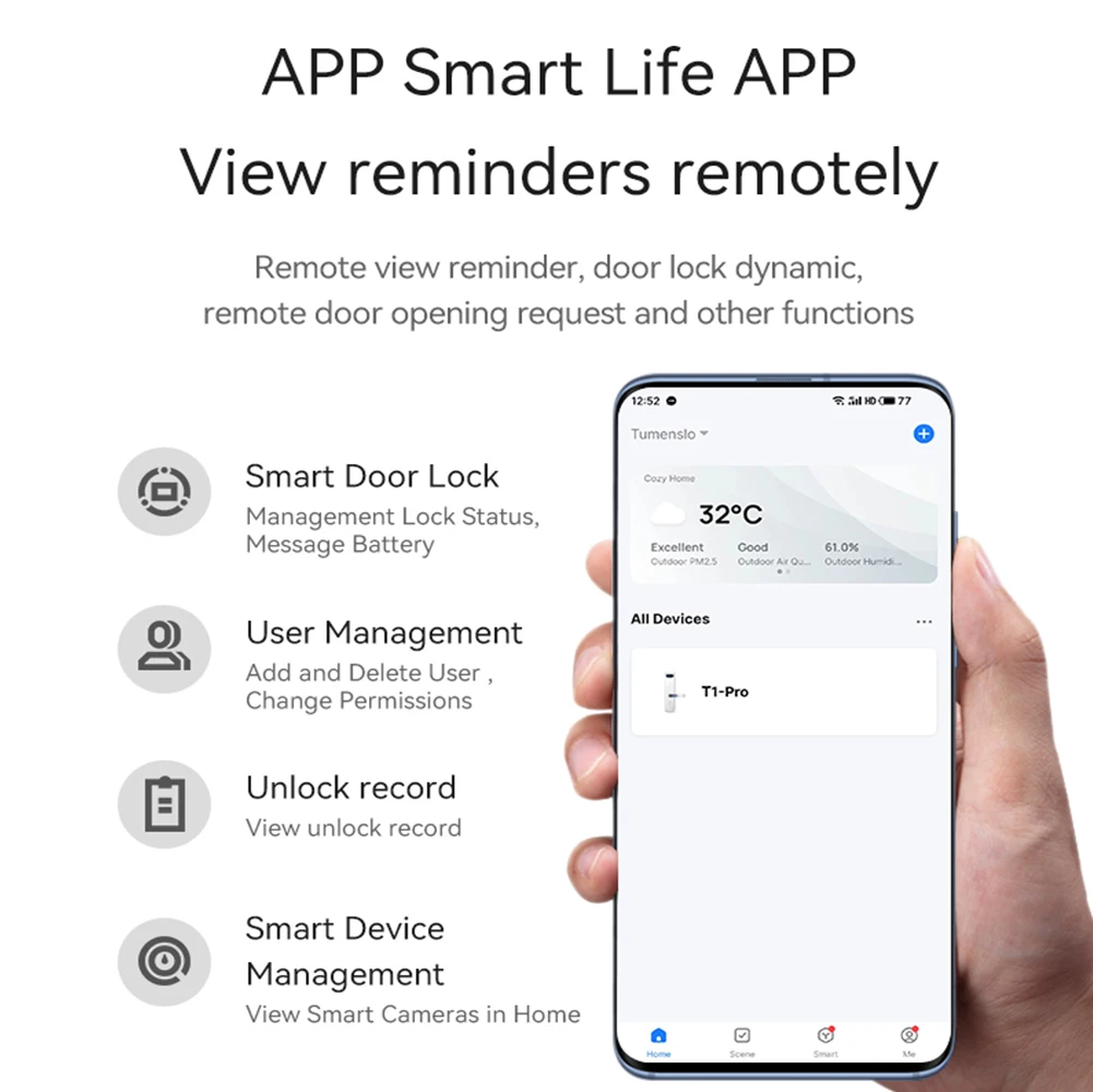 Tuya Wifi 3D Face Recognition Smart Door Lock Camera Fingerprint Digital Lock with Key Code Nfc Card for Home Apartments 2