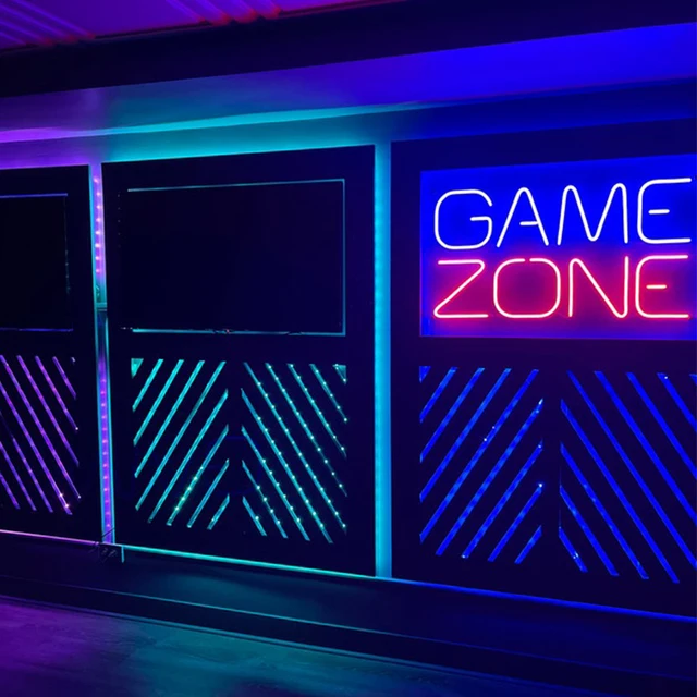 Enseigne au néon LED personnalisée Game Zone, enseigne lumineuse Gamer,  décoration murale de salle de jeu, enseigne Shoous Studio, logo