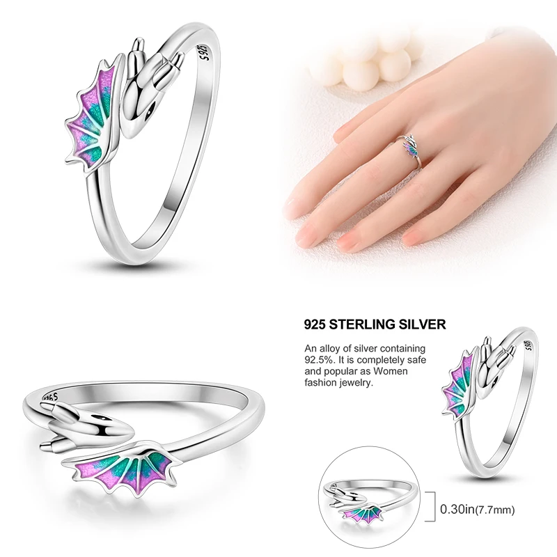 Fashion Original Luminous Firefly 925 Silver Eternal Heart-Shaped Zircon Rings Wedding Engagement Jewelry Gifts