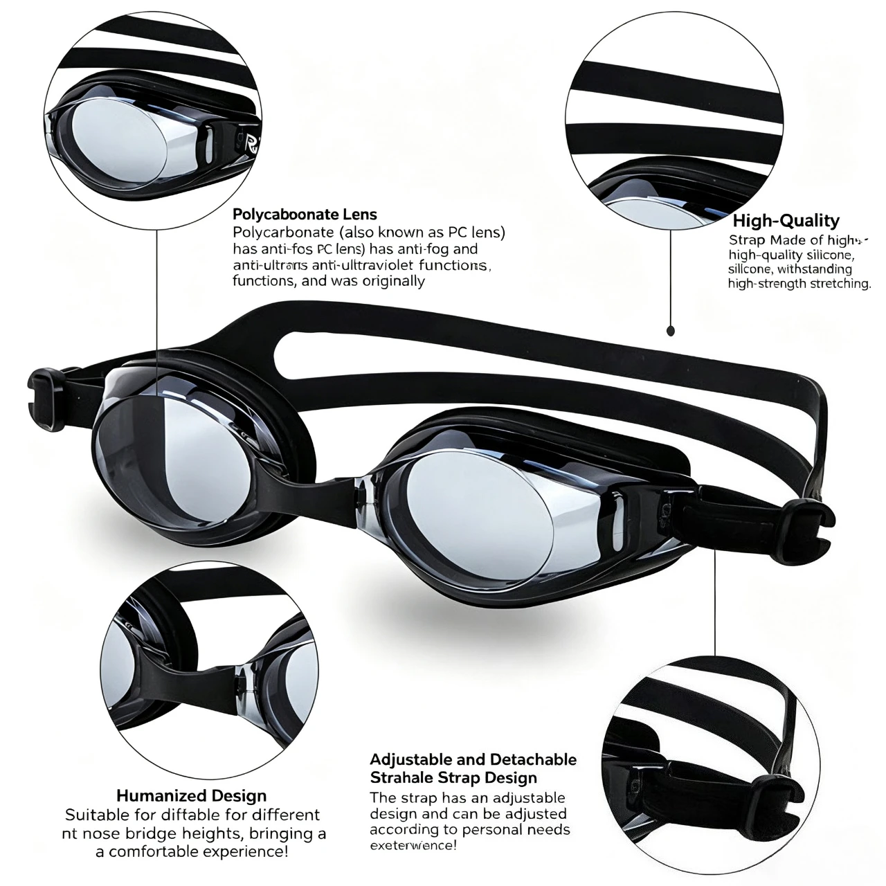 Swimming Goggles for Men Women Swimming Pool Eyewear Water Sport Waterproof Eyeglasses Anti-fog UV Protect HD Myopic Glasses - 2
