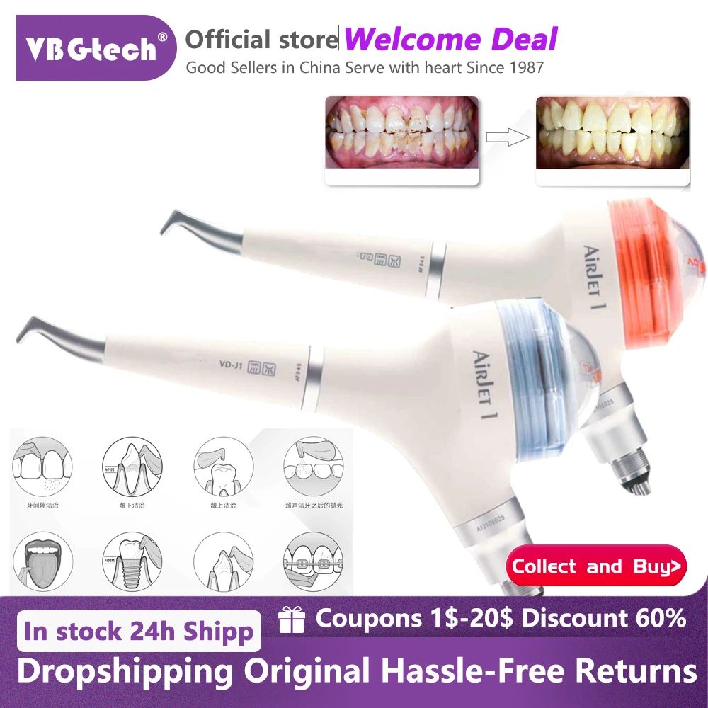 

VBG-tech Dental Air Prophy Jet Tooth Whitening Sandblasting Gun Dental Polisher Handpiece Polishing Nozzle Sandblaster Machin