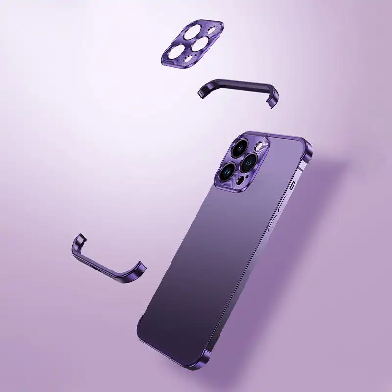 

Безрамный чехол для телефона iPhone 14 13 12 Pro Max, металлический сплав, чехол с защитой объектива камеры, противоударный минималистичный чехол для телефона