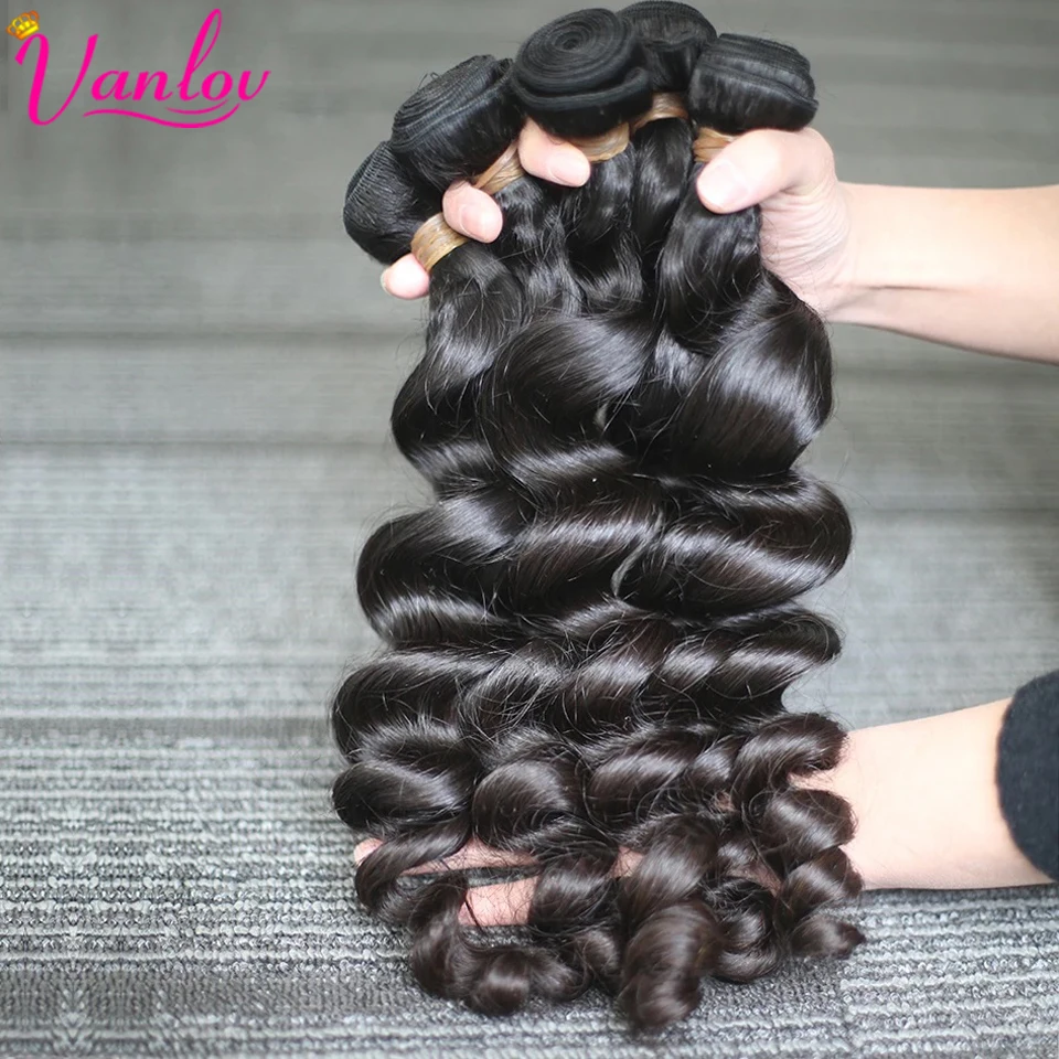 Vanlov 30 Inch Bundles Peruvian Loose Wave Hair Bundles 100% Human Hair Extensions 1/3/4pcs/Lot Long Hair Remy Hair Weave Bundle 3